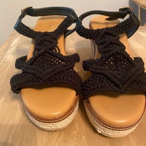 Torrid Black Braided Wedged Sandals